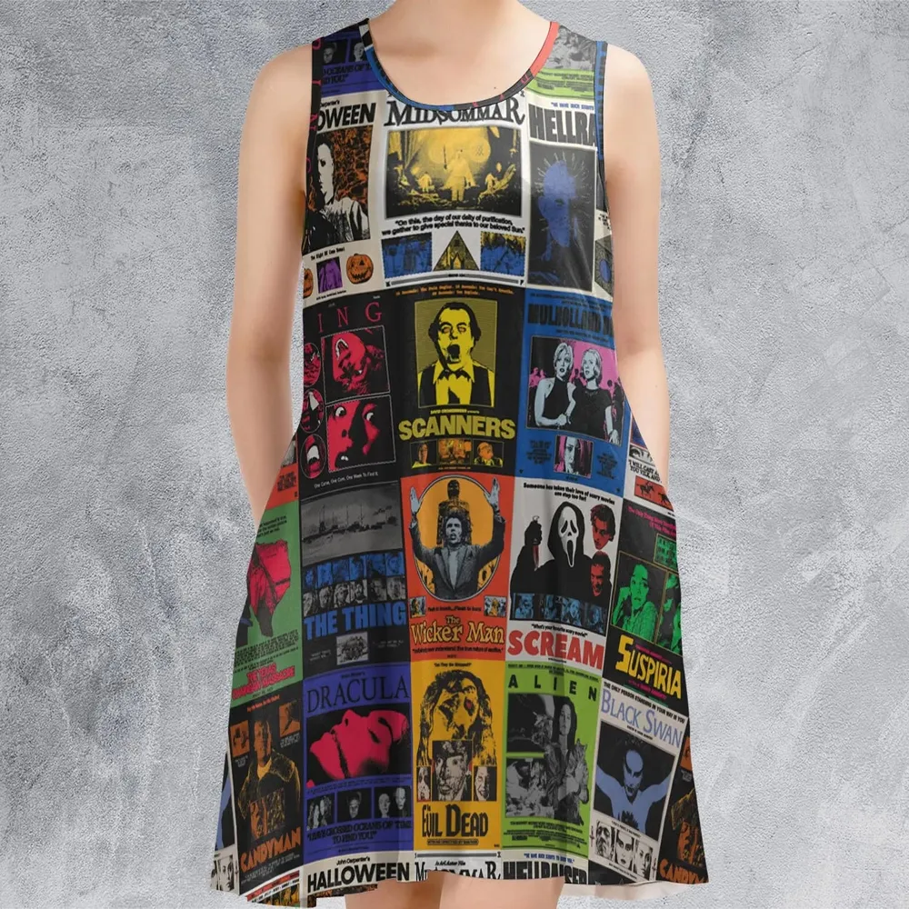 Modern Horror Movies Nope Ghostface Pinhead Pearl Leatherface Halloween Sleeveless Dress - 2