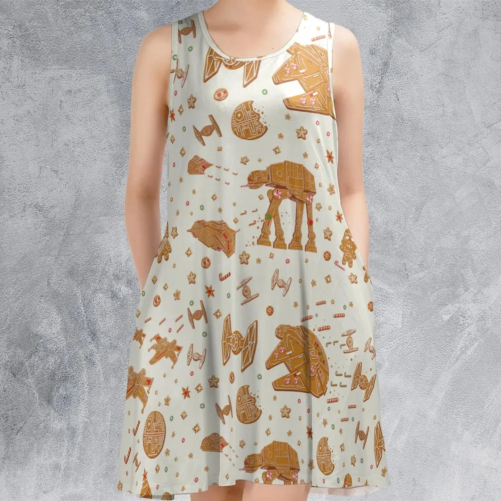 Gingerbread Christmas Star Wars Sleeveless Dress - 2