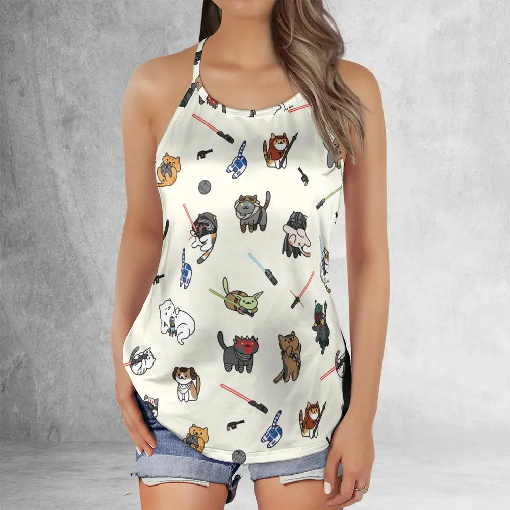 Star Wars Characters as Cats Criss Cross Tank Top - 2