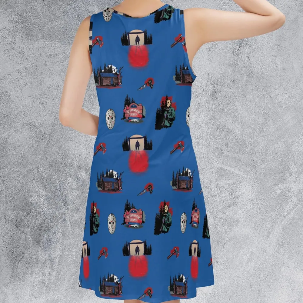Jason Vorhees Camp Crystal Lake Halloween Sleeveless Dress - 3