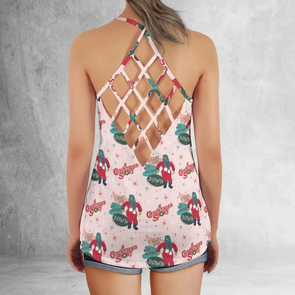 I Can't Put My Arms Down A Christmas Story Criss Cross Tank Top - 3