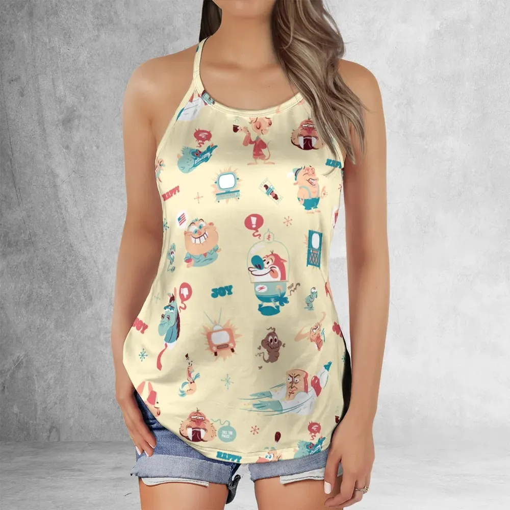 Ren and Stimpy Pattern Criss Cross Tank Top - 2