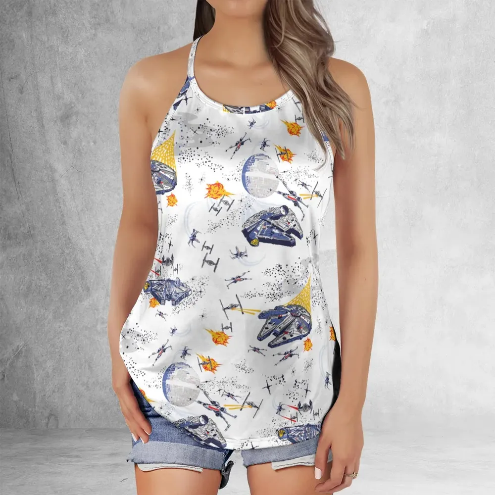Millennium Falcon Patterns Star Wars Criss Cross Tank Top - 2