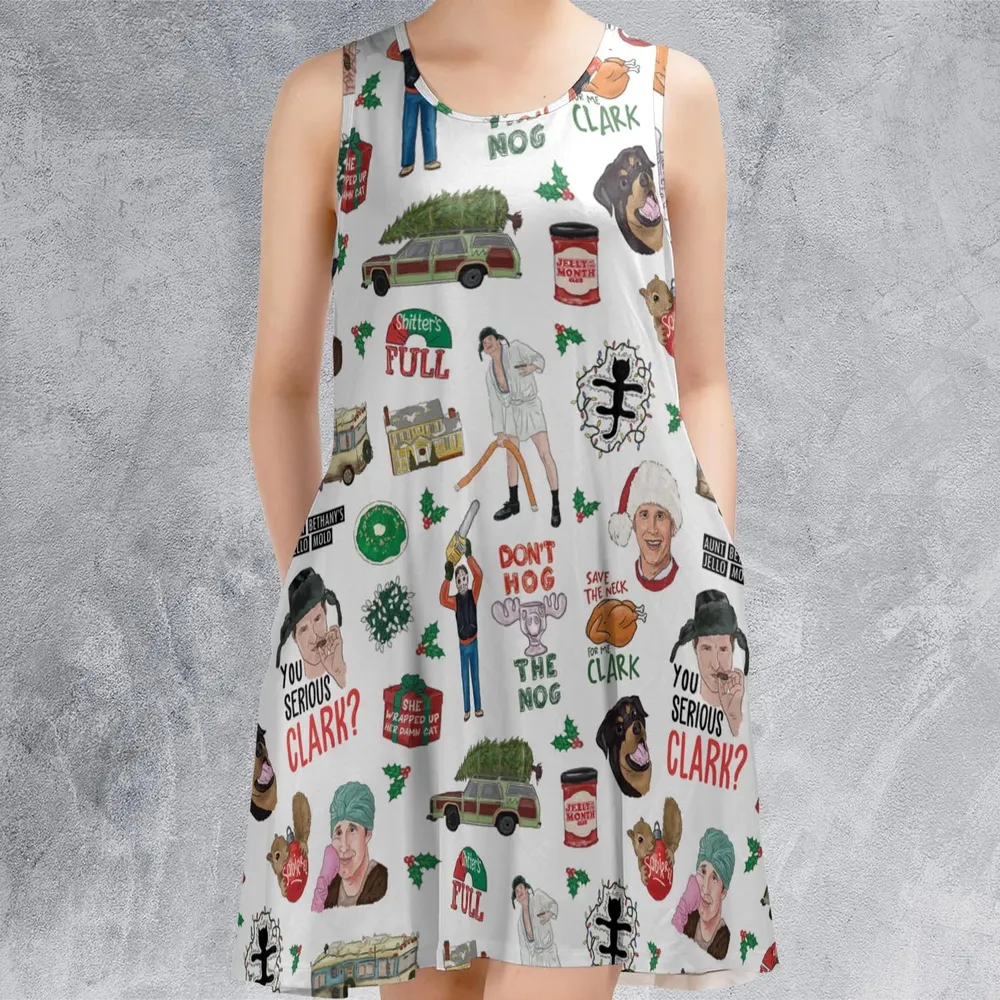 National Lampoon's Christmas Vacation Pattern Sleeveless Dress - 2