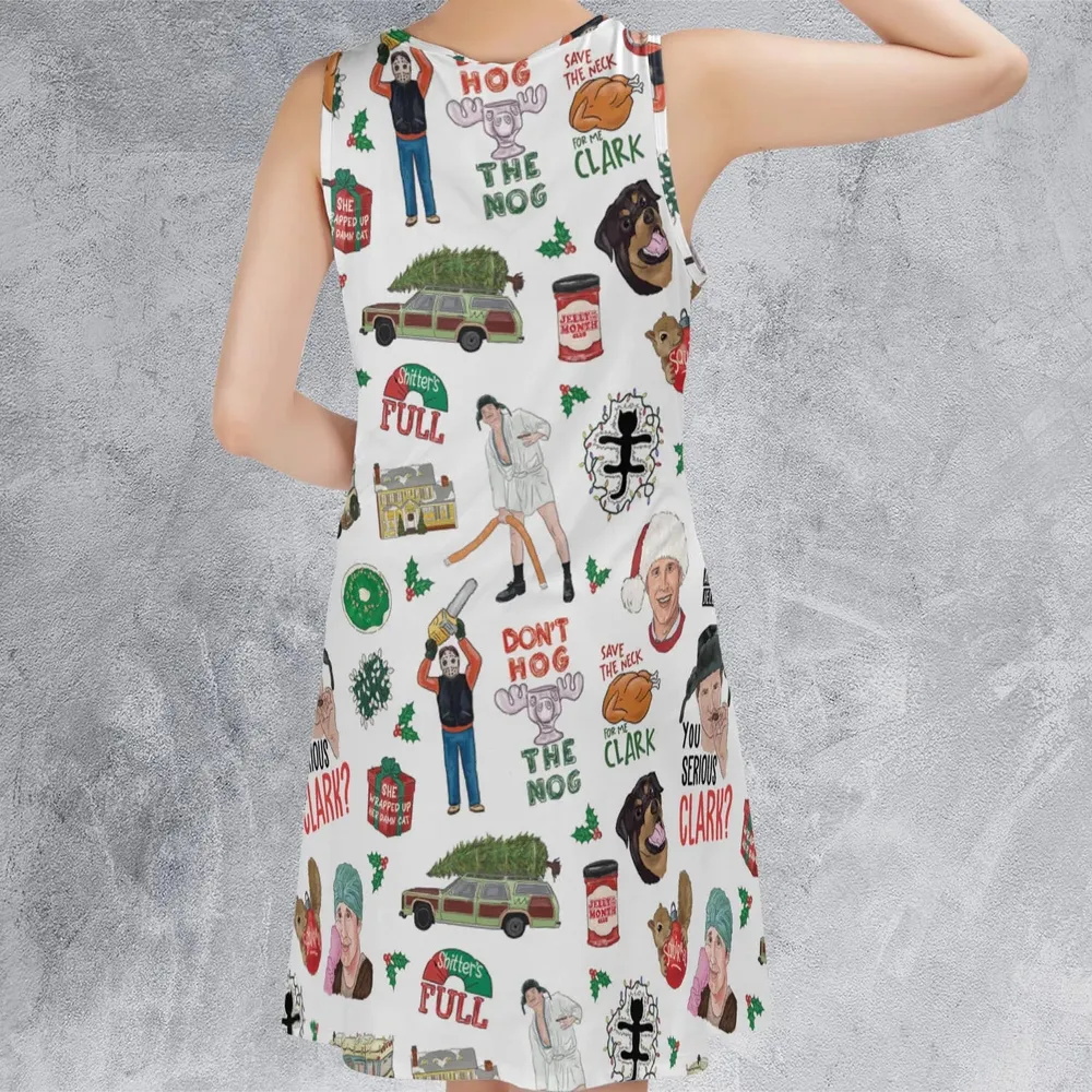 National Lampoon's Christmas Vacation Pattern Sleeveless Dress - 3