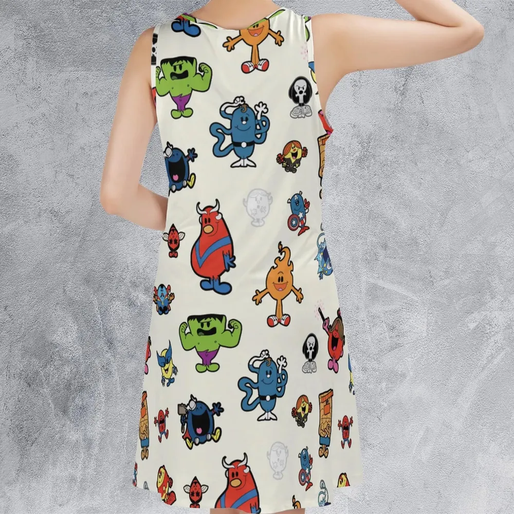 Marvel Characters And Mr Men Pattern Sleeveless Dress - 3
