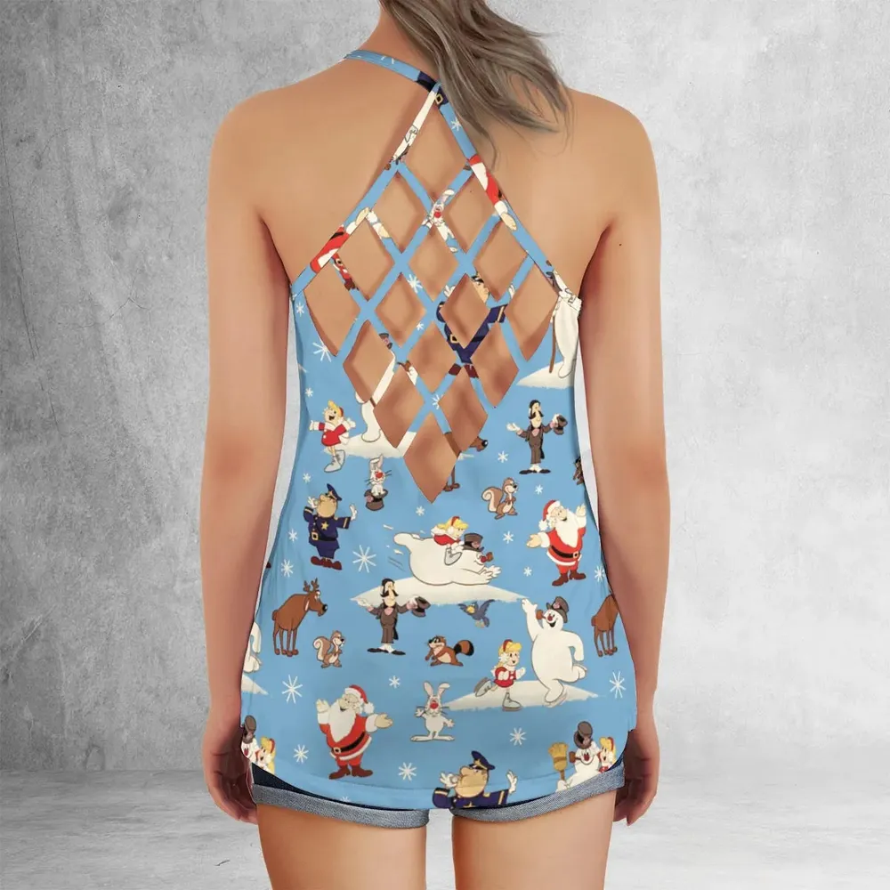 Frosty the Snowman Christmas Characters Criss Cross Tank Top - 3
