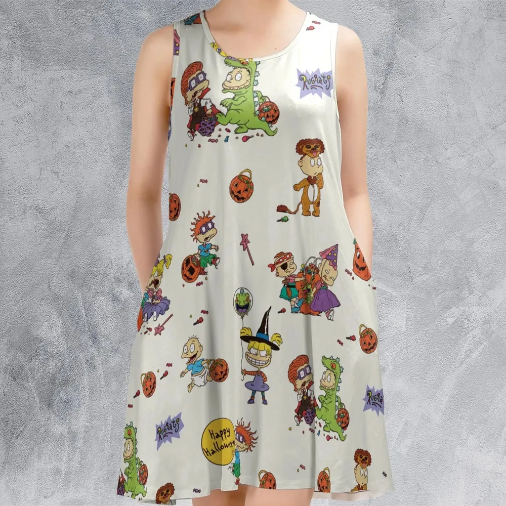 Rugrats Happy Halloween Pattern Sleeveless Dress - 2