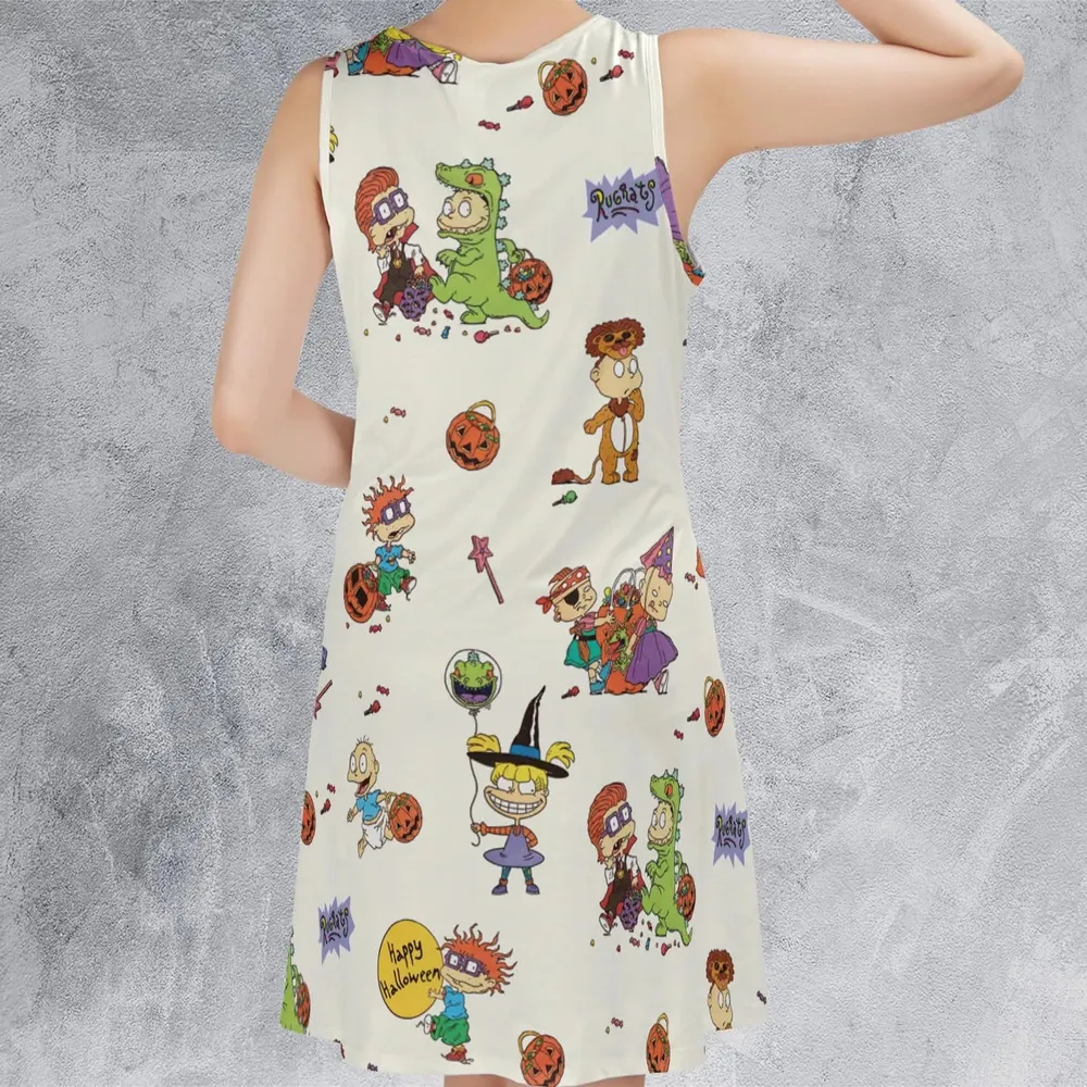 Rugrats Happy Halloween Pattern Sleeveless Dress - 3