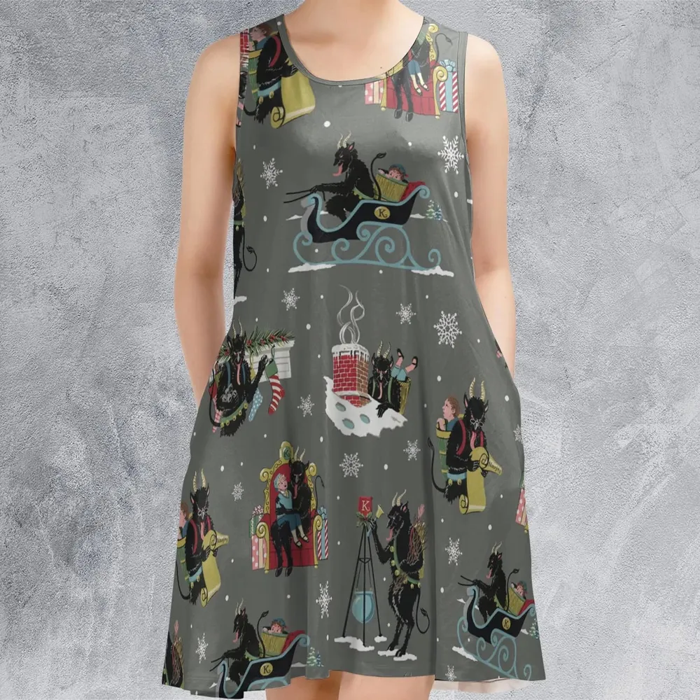 Unusual Christmas Krampus Sleeveless Dress - 2