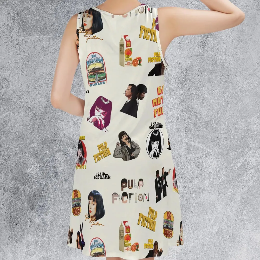 Pulp Fiction Pattern Sleeveless Dress - 3
