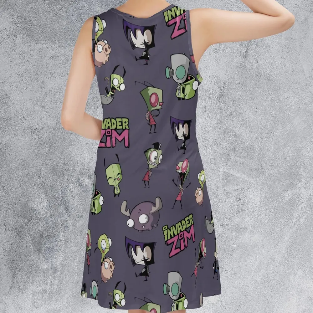 Invader Zim Pattern Sleeveless Dress - 3