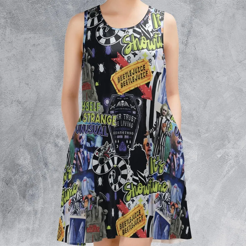 I Myself Am Strange Unusual Beetlejuice Sleeveless Dress - 2