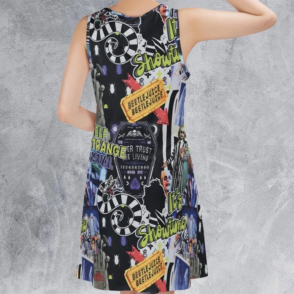 I Myself Am Strange Unusual Beetlejuice Sleeveless Dress - 3