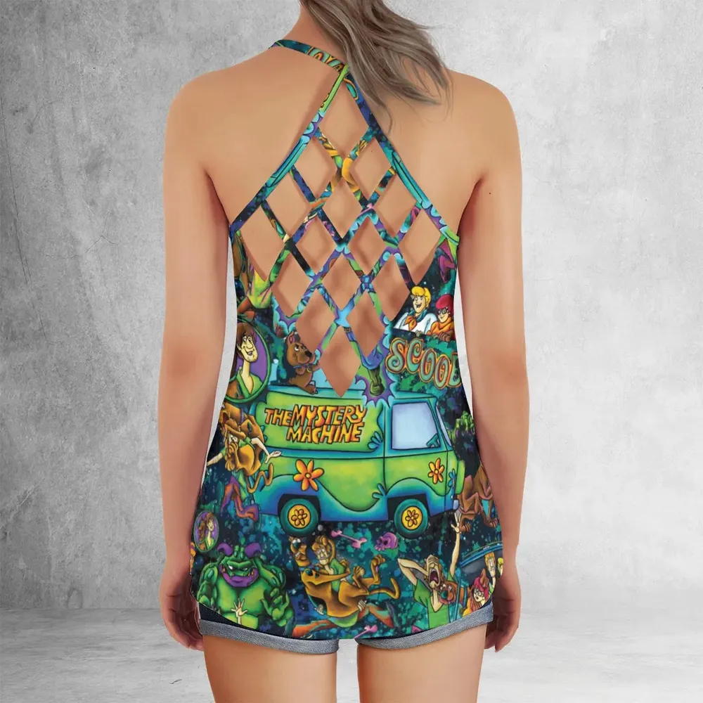 Monsters Mayhem and The Mystery Machine Scooby Doo Criss Cross Tank Top - 3