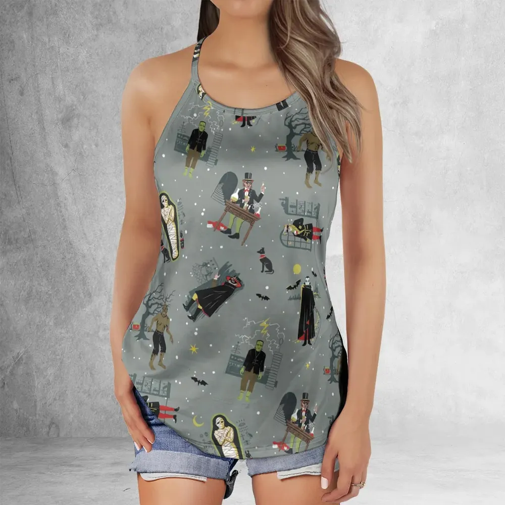 Classic Monsters Halloween Criss Cross Tank Top - 2