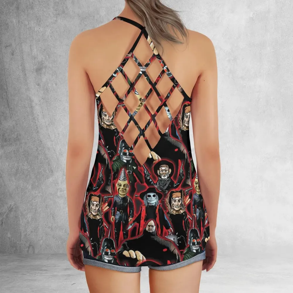 Puppet Master Collage Criss Cross Tank Top - 3