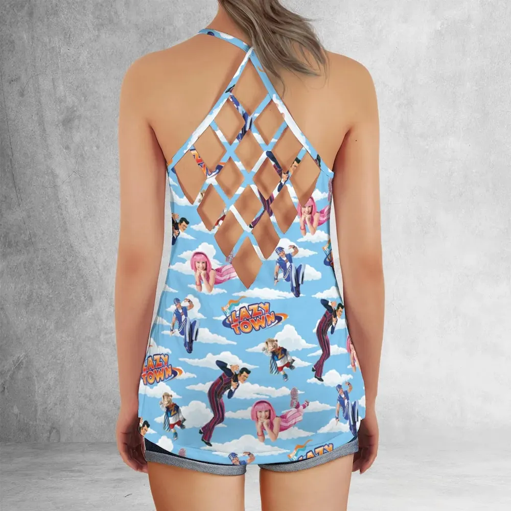 Lazy Town Collage Criss Cross Tank Top - 3