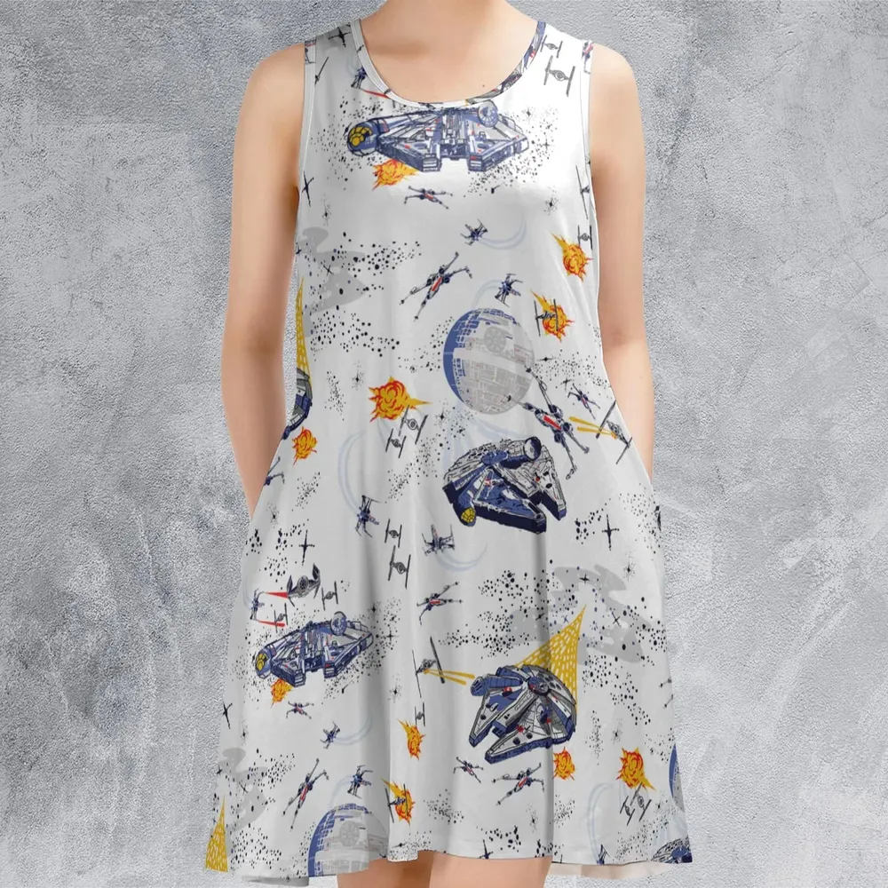Millennium Falcon Patterns Star Wars Sleeveless Dress - 2
