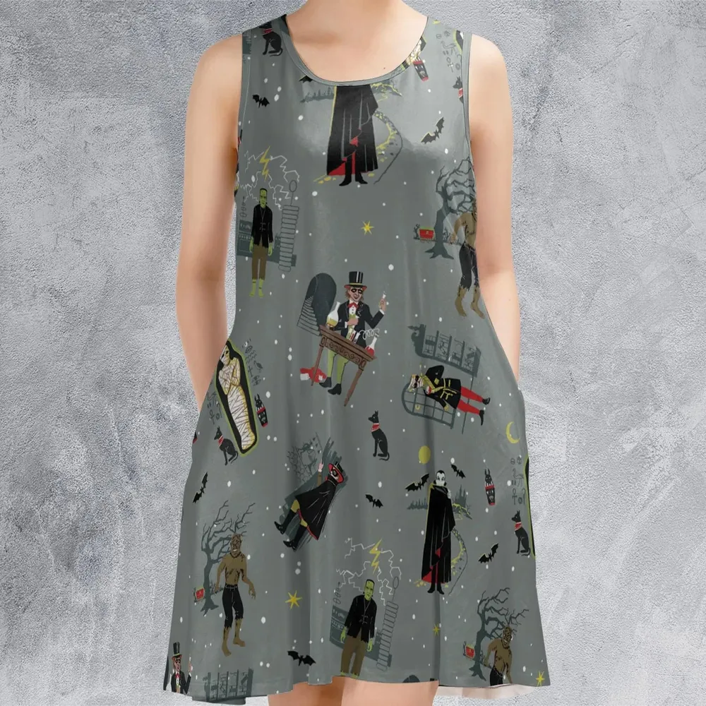 Classic Monsters Halloween Sleeveless Dress - 2