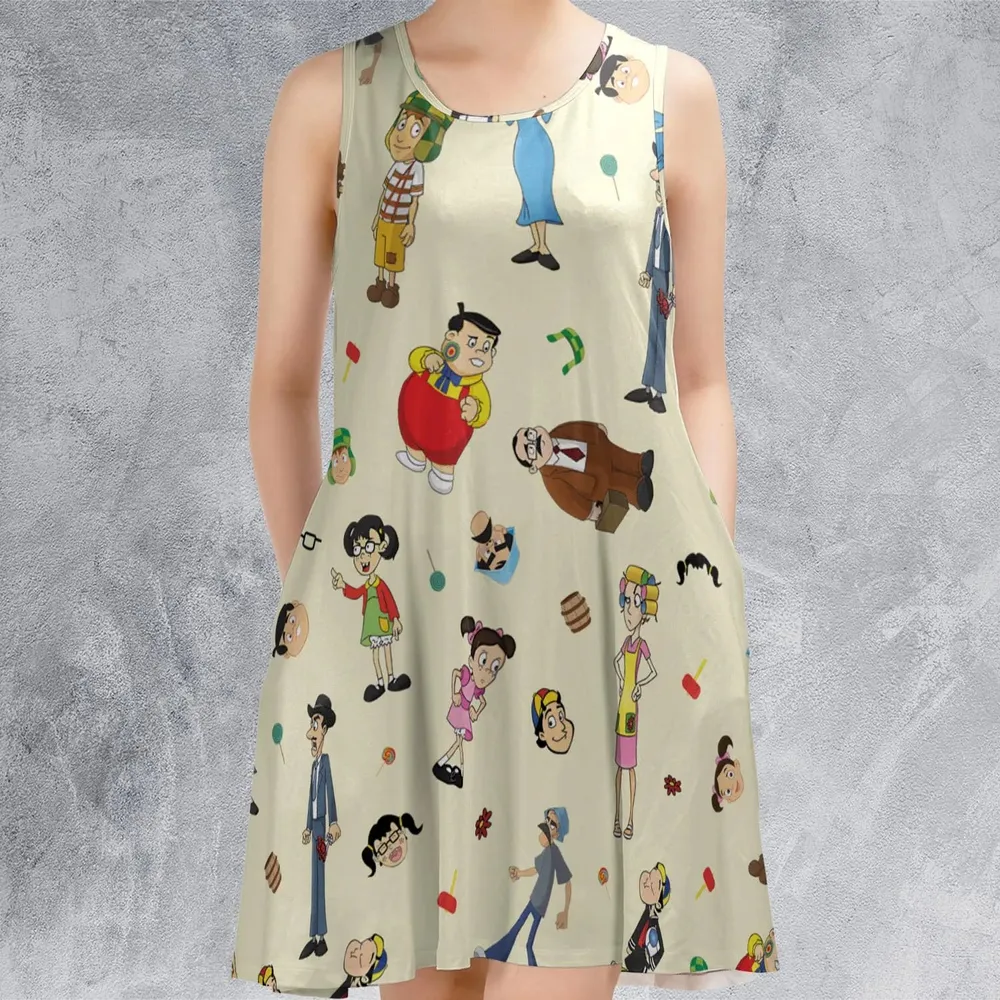 El Chavo Cartoon Characters Sleeveless Dress - 2