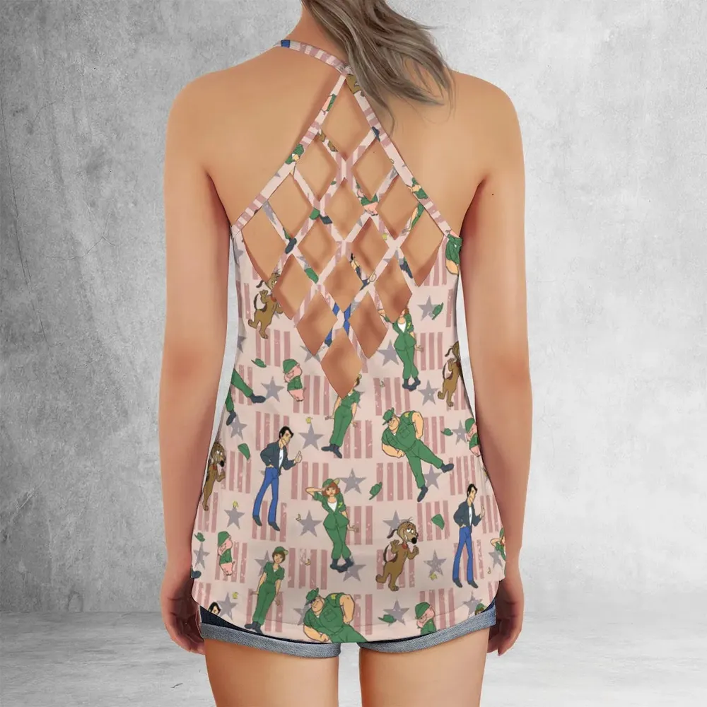 Laverne And Shirley with The Fonz Criss Cross Tank Top - 3