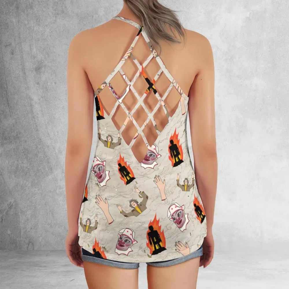 The Wicker Man Pattern Criss Cross Tank Top - 3
