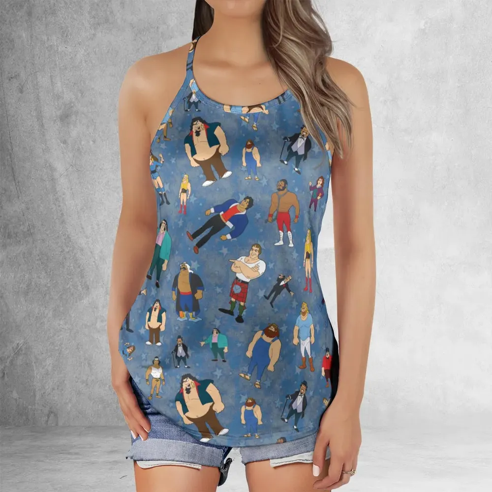 80s Hulk Rock 'n' Wrestling Characters Criss Cross Tank Top - 2