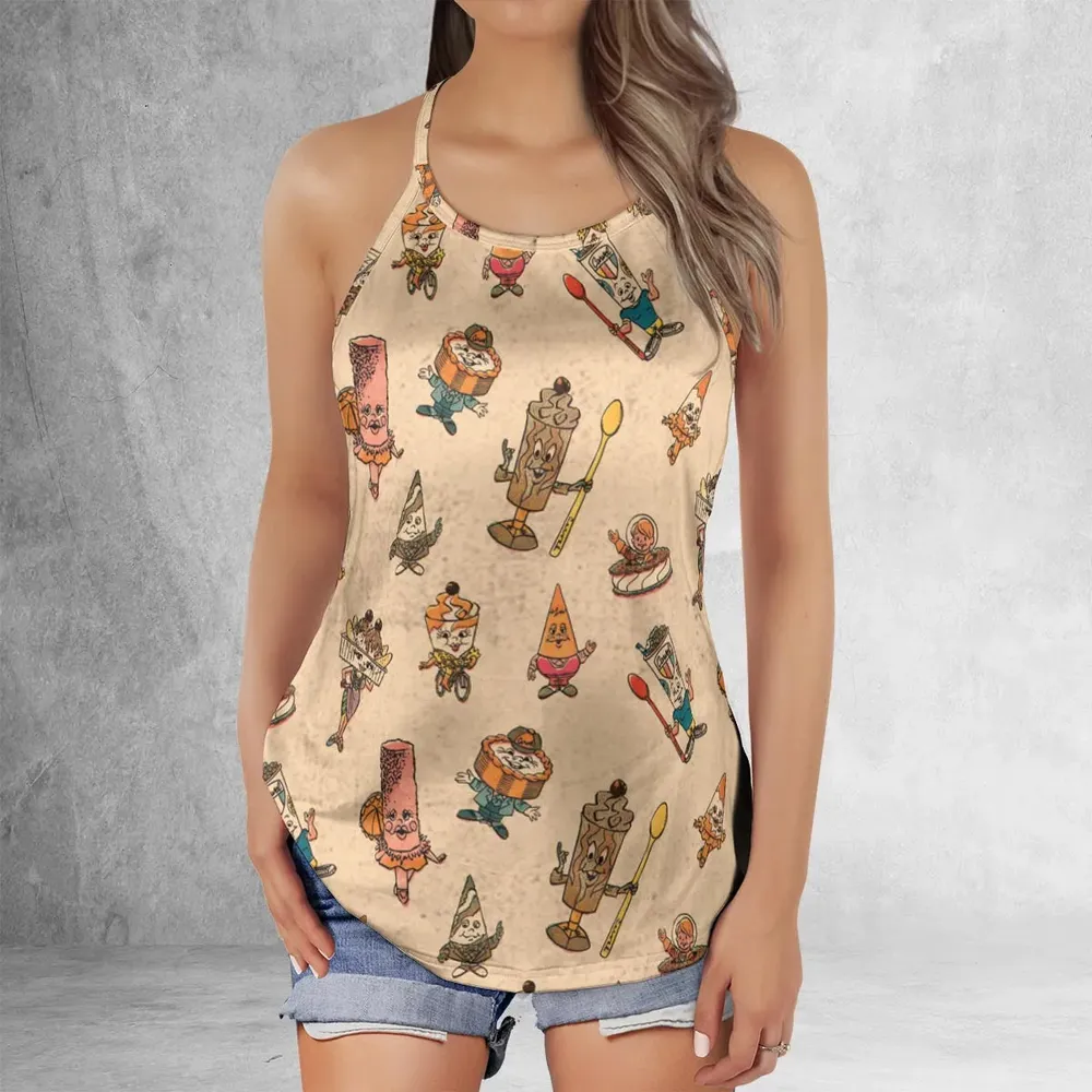 Retro Dessert Mascots Carvel comic book Ice Cream Criss Cross Tank Top - 2