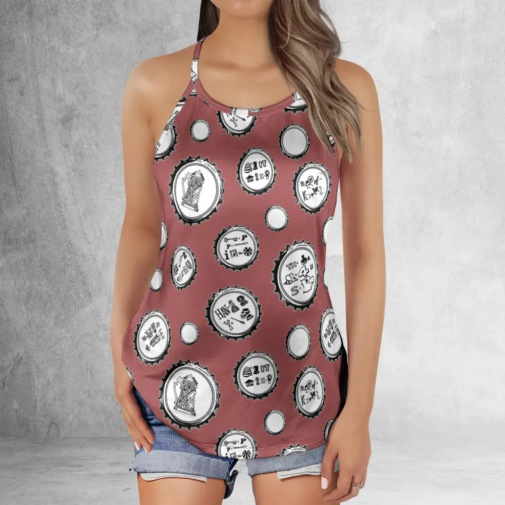 Recall Memories Beer Cap Puzzles Criss Cross Tank Top - 2