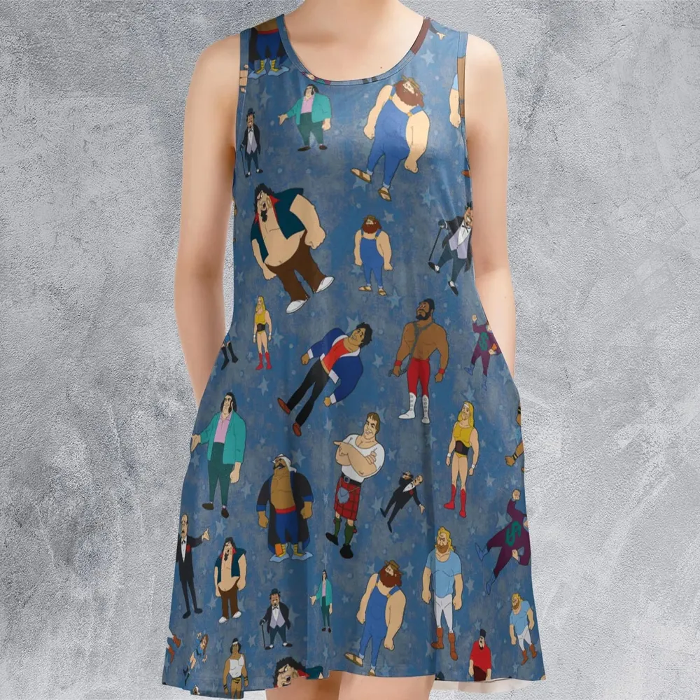 80s Hulk Rock 'n' Wrestling Characters Sleeveless Dress - 2
