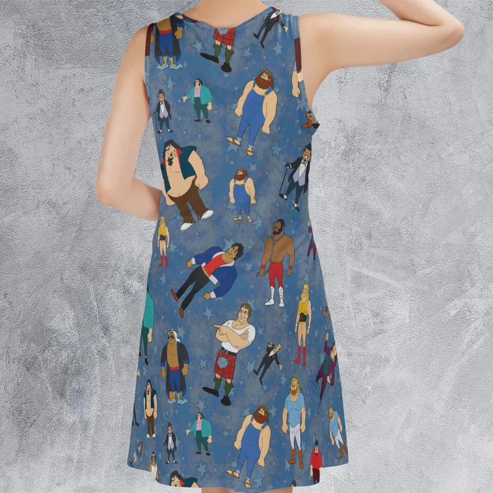 80s Hulk Rock 'n' Wrestling Characters Sleeveless Dress - 3