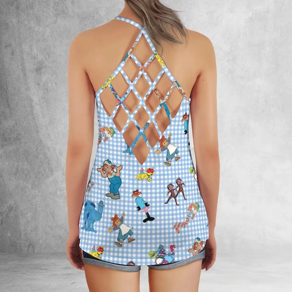 Wholesome Memories Stitched Raggedy Ann & Andy Criss Cross Tank Top - 3