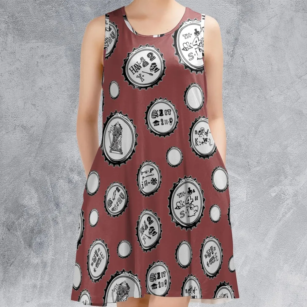 Recall Memories Beer Cap Puzzles Sleeveless Dress - 2