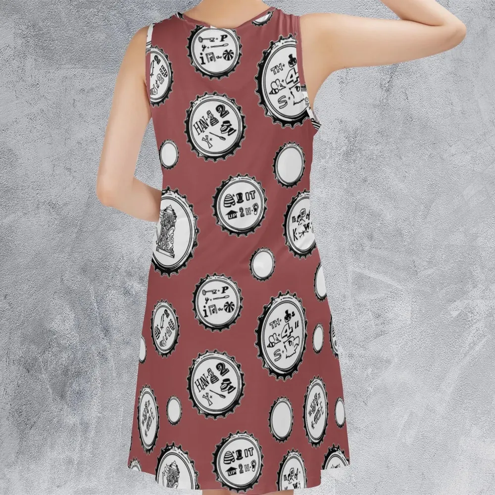 Recall Memories Beer Cap Puzzles Sleeveless Dress - 3