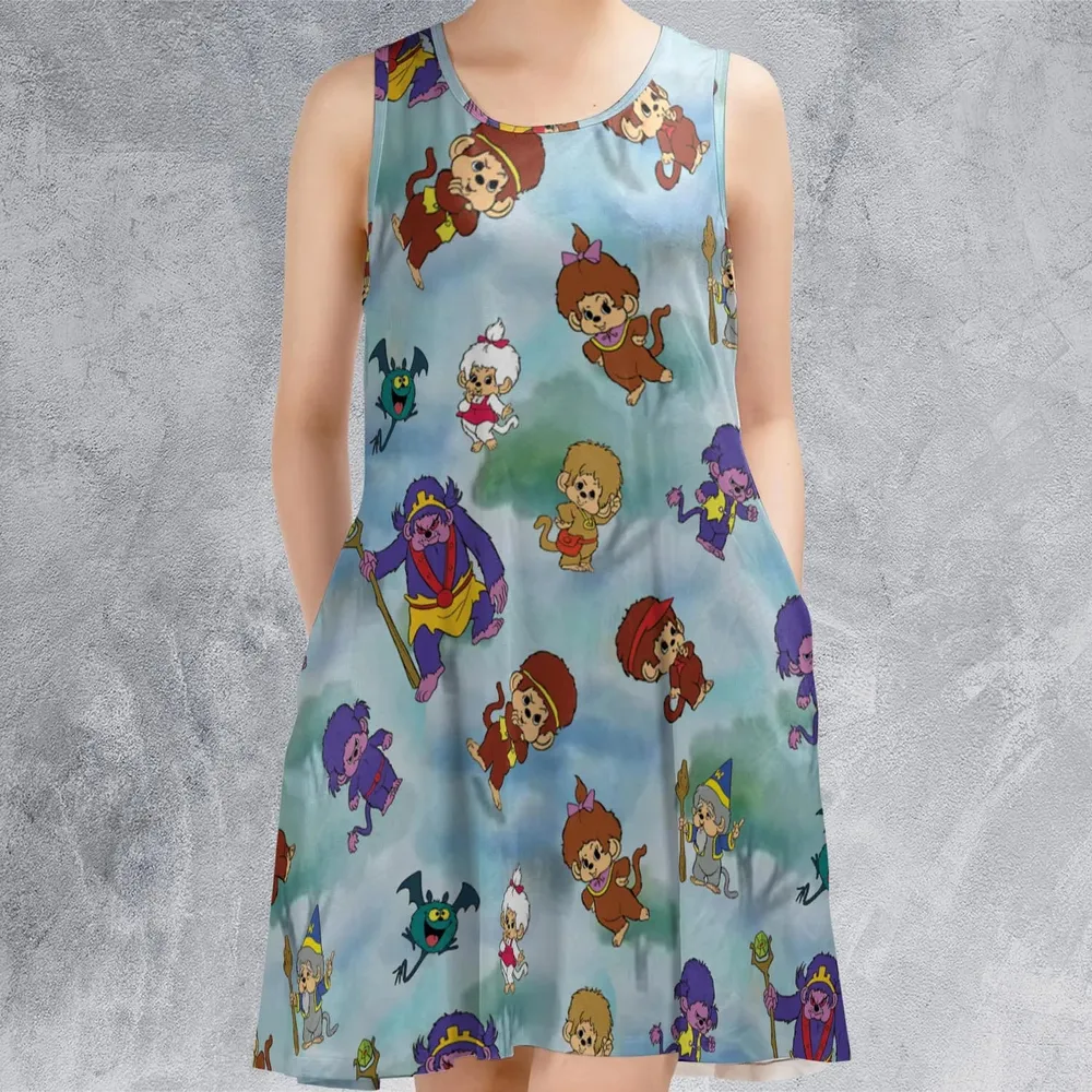 Monchhichis Cartoon Characters Sleeveless Dress - 2