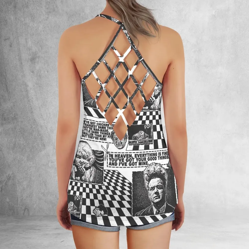 Surreal Disturbing Atmospheric A nightmare Eraserhead Criss Cross Tank Top - 3