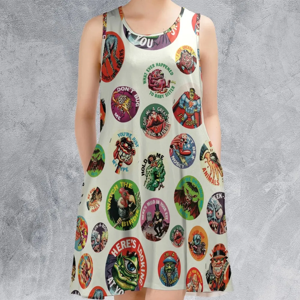 Nostalgic Memories Ugly Buttons Sleeveless Dress - 2