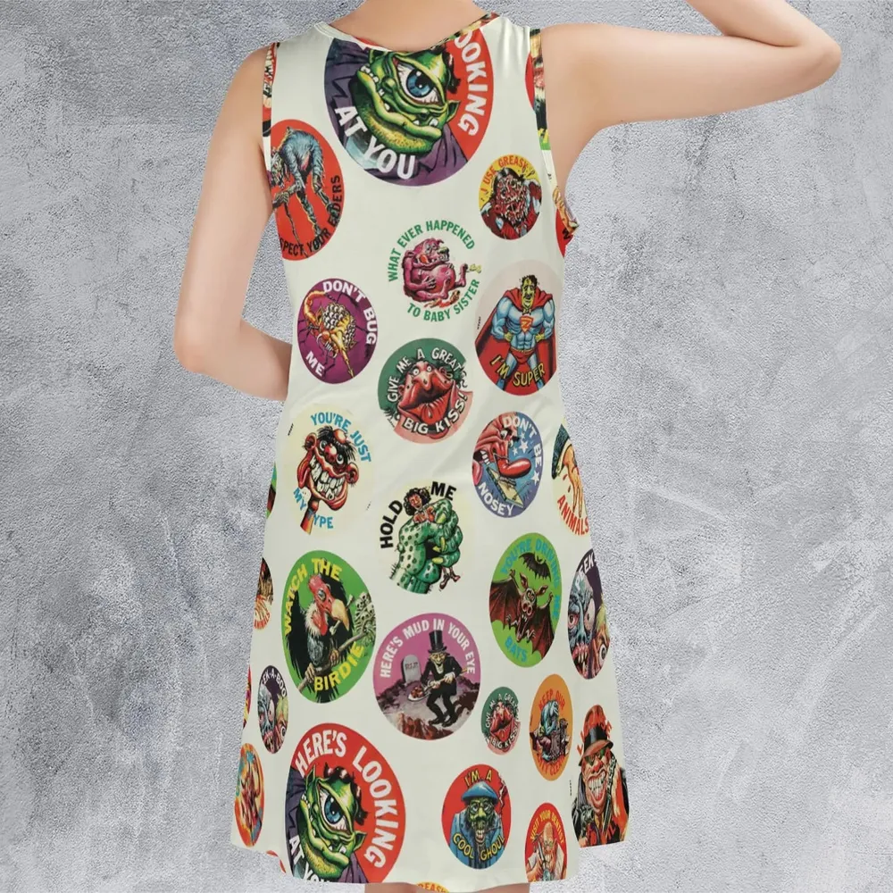 Nostalgic Memories Ugly Buttons Sleeveless Dress - 3