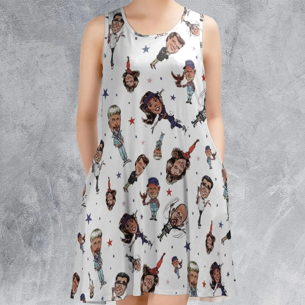 Red White Blaine Waiting For Guffman Sleeveless Dress - 2
