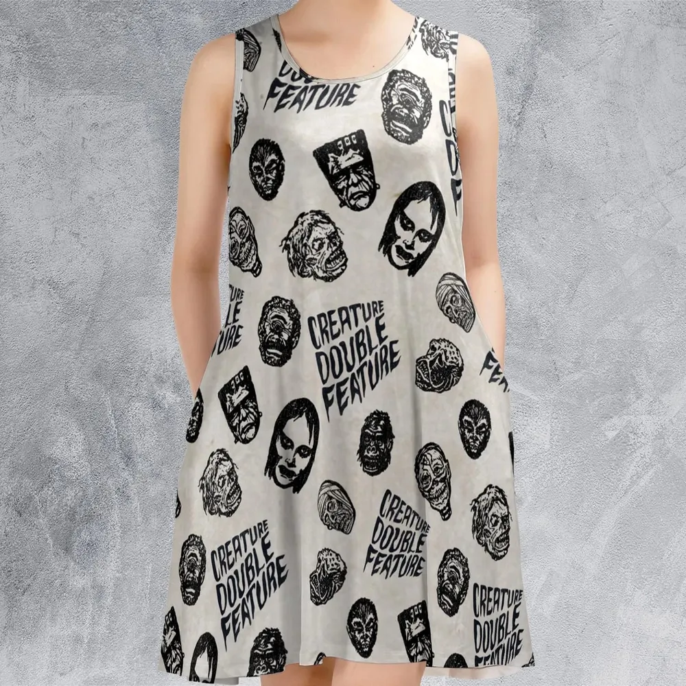 Creature Double Feature Horror Characters Sleeveless Dress - 2