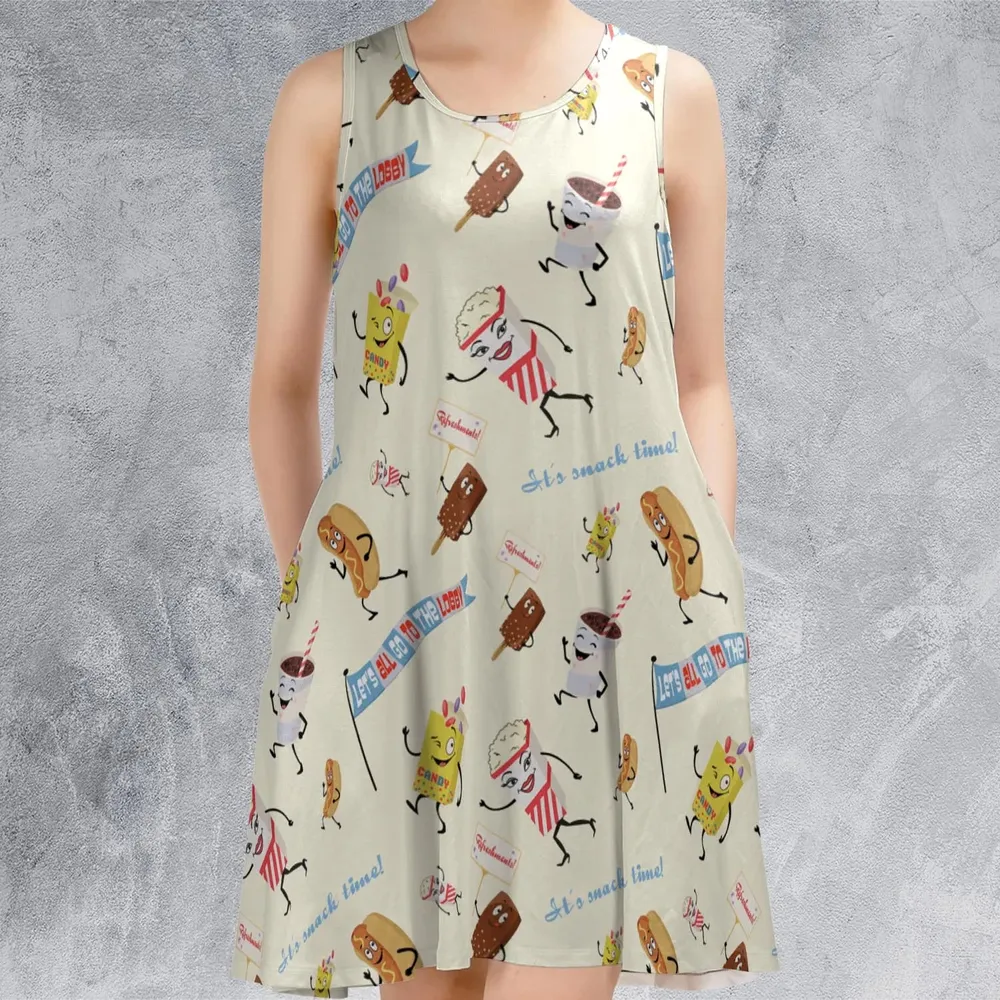 Let's All Go To The Lobby Retro Cartoon Sleeveless Dress - 2