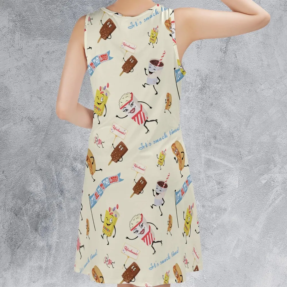 Let's All Go To The Lobby Retro Cartoon Sleeveless Dress - 3