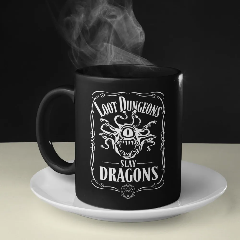 Loot Dungeon Slay Dragons Black Ceramic Mug - 1