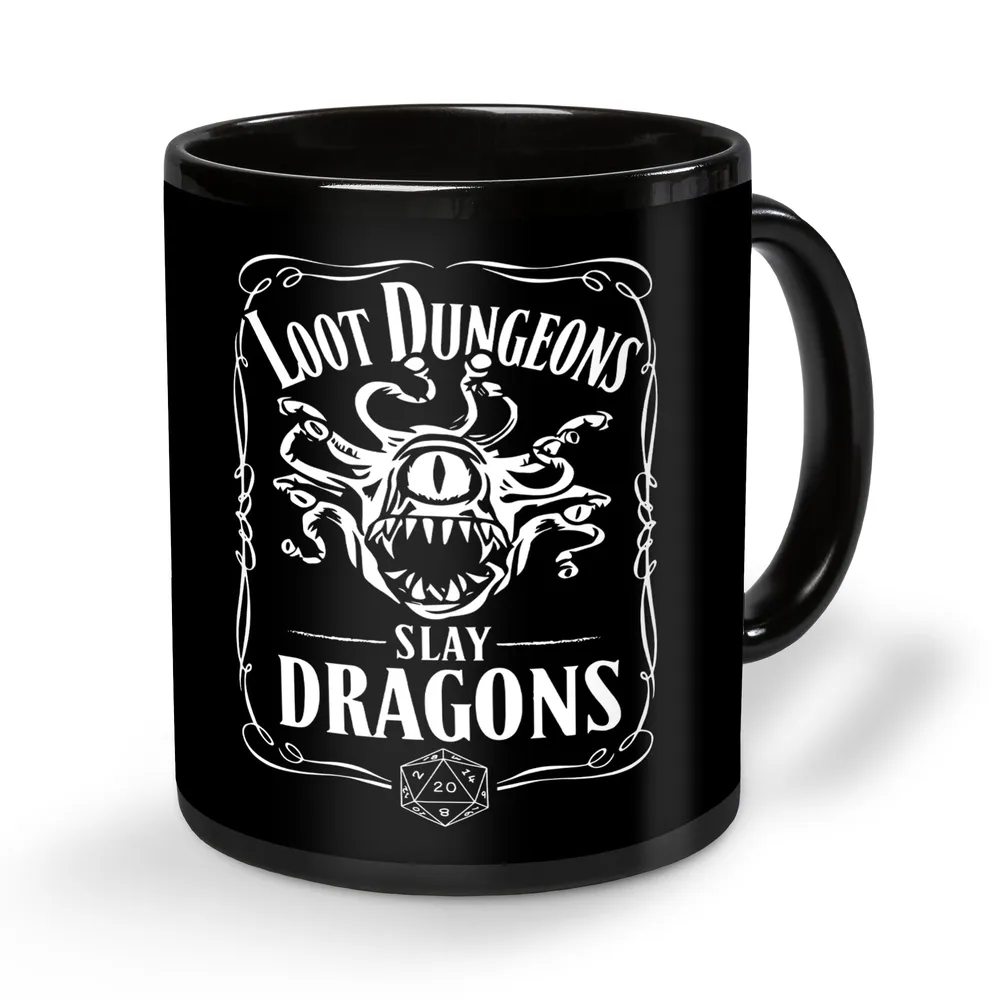 Loot Dungeon Slay Dragons Black Ceramic Mug - 2