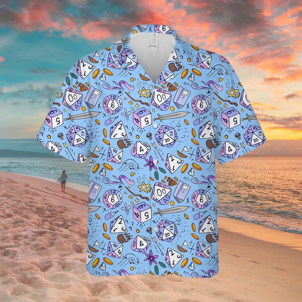 DnD Blue Dices Hawaiian Shirt - 1