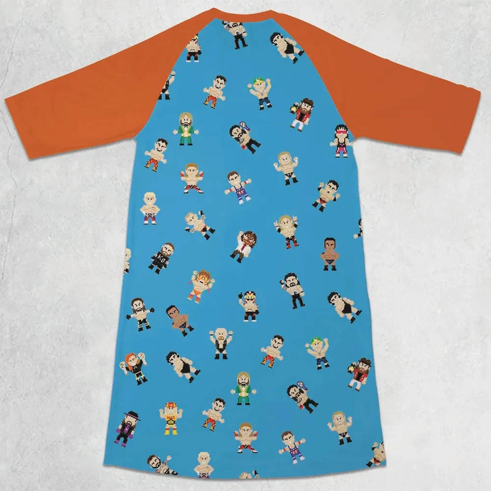 8-Bit Wrestlers 3/4 Sleeve Raglan Dress - 2