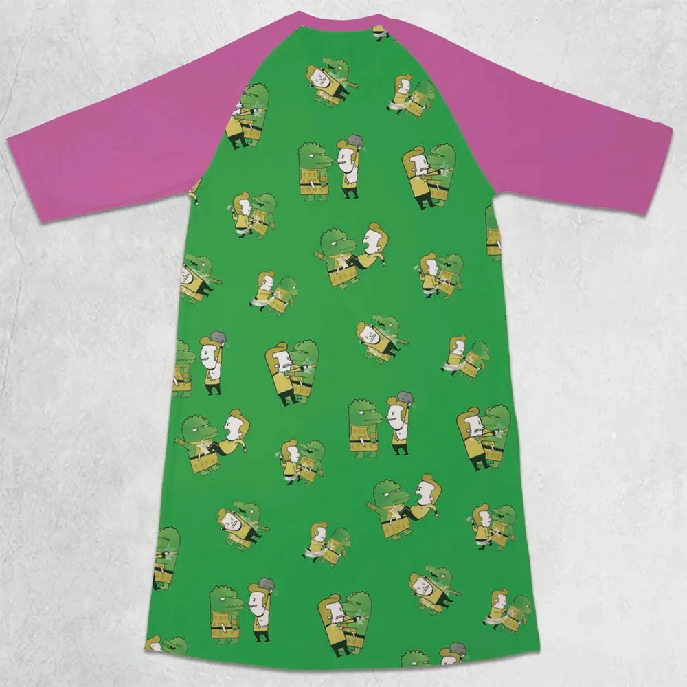 Kirk-Fu With Gorn Star Trek 3/4 Sleeve Raglan Dress - 2