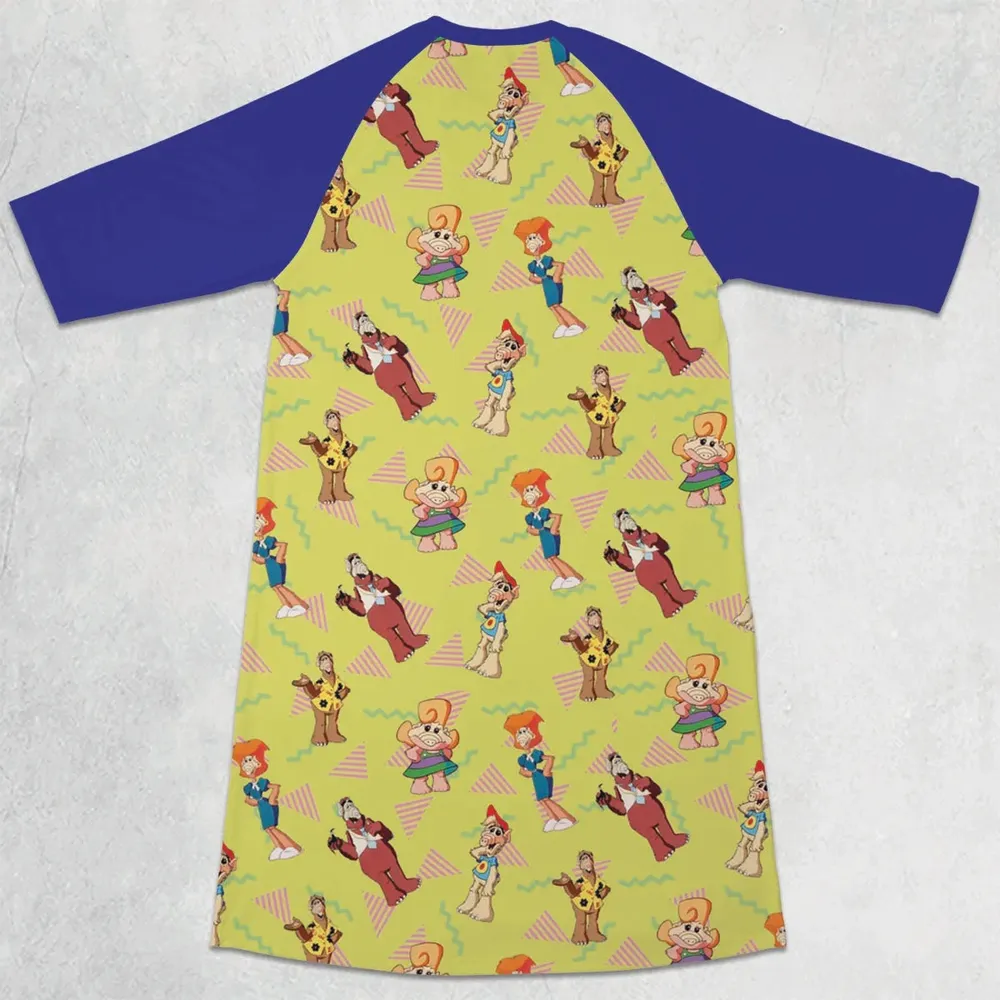 Alf Tales Characters 3/4 Sleeve Raglan Dress - 2