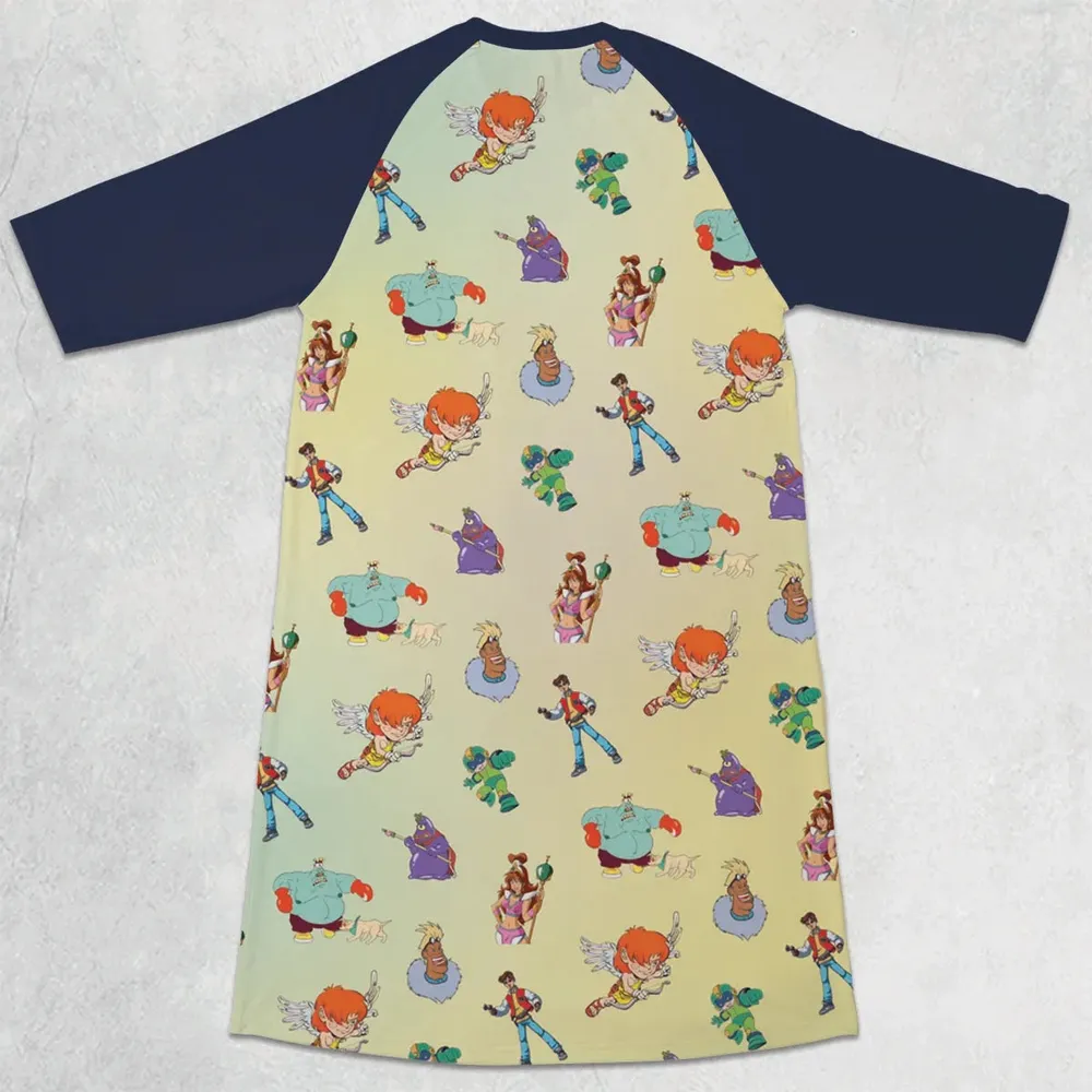 80s Captain N: The Game Master Characters 3/4 Sleeve Raglan Dress - 2
